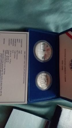 90% silver coins. 1986 commeritave coins. In box with COA