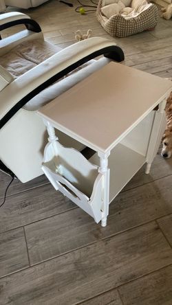 Antique end table magazine rack nightstand