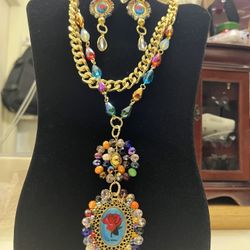 Necklace Bracelet, Earrings Of The Lotería 