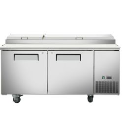 NSF 2 Solid Doors Pizza Prep Table Stainless Refrigerator KBR-66
