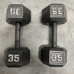 Cast Iron Dumbbells Weights - 35Lb Pair