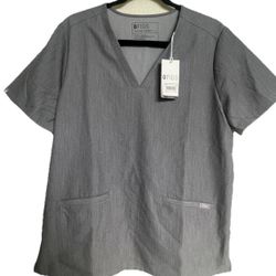 FIGS Women’s Graphite Casma Three-Pocket Scrub Top Size Large FW1100