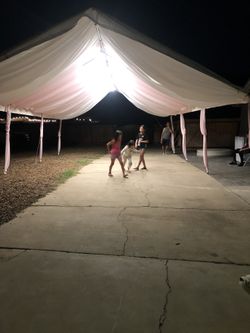 Pink and white tarp