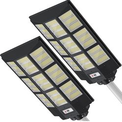 Solar Street Lights Outdoor - 1800W Solar Outdoor Lights 7000K Solar Parking Lot Lights Dusk to Dawn, Street Lights Solar Powered with Motion Sensor f