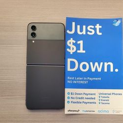 Samsung Galaxy Z Flip4 128gb Unlocked FREE Smartwach/ Headphones. Pay $1 Today Rest in payments. NO CREDIT NEEDED FINANCING 