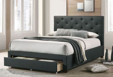 Brand New Dark Grey Queen Size Platform Storage Bed Frame (Available in California & Eastern King)
