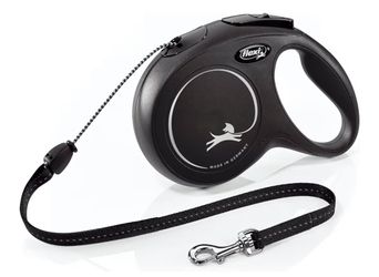Flexi New Classic Medium 26ft Dog Leash for Dogs Up to 44lbs Black With Poop Bag Holder