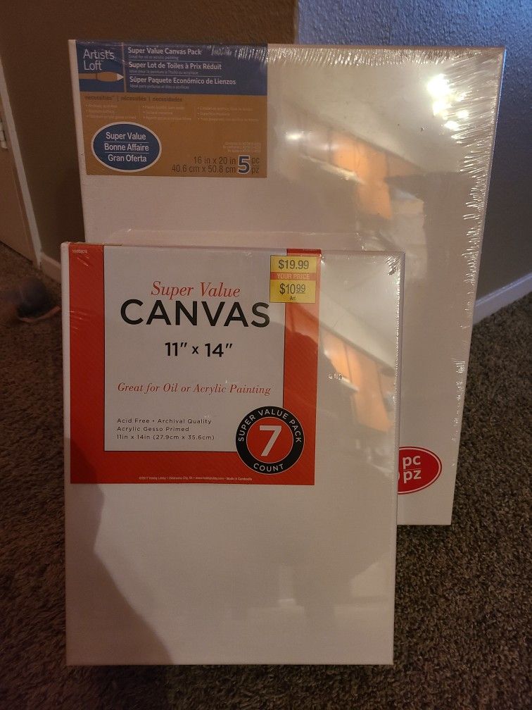 (7) 11×14 And (5) 16x20 Canvases For Painting Or Drawing