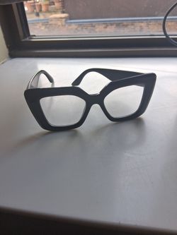Cute black square stylish glasses with lenses