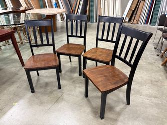ASHLEY FURNITURE Black Wooden High Back Dining Chair with Dark Finished Seat (Set of 4)