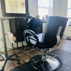 Pure Sana Styling Chair/ Modern Elements Metal Salon Trolley/ Silver Color Service Tray