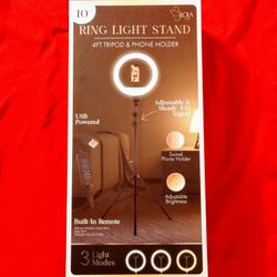 NEW 10" ring light stand 4 ft tripod & phone holder  
 