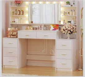❤️🔥 B) Large Vanity Desk with Mirror and Lights from Hoaho