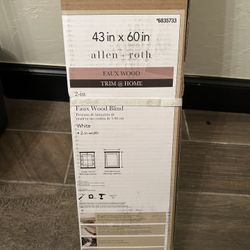 Allen + Roth 2-inch Slat Width Cordless Blinds, White Faux Wood, 43"x60"