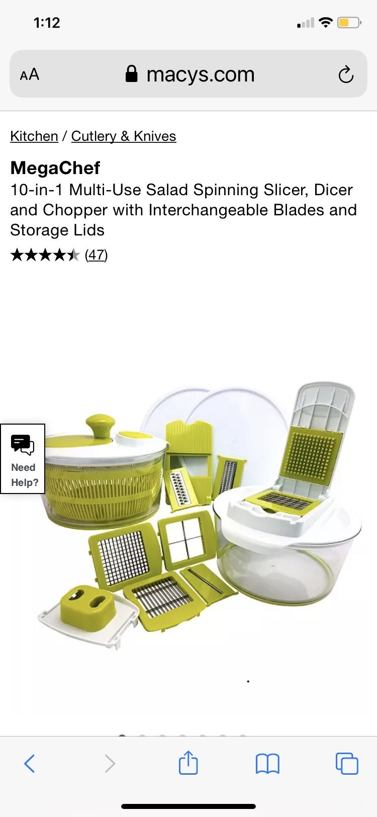 MegaChef 10-in-1 Multi-Use Salad Spinning Slicer, Dicer and Chopper with Interchangeable Blades and
