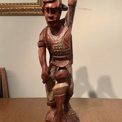 Mid Century Modern Teak Statue / Vintage 