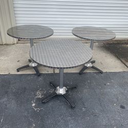 (4) Bistro Stainless Steel Tables