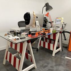 Custom Designer Glass Top Desk