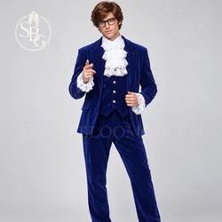 Men's Royal Blue Velvet Suit Costume