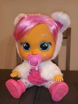Cry Babies Dressy Coney Interactive Baby Doll Pink Hair Bunny Themed Hoodie

