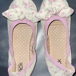 Nordstrom rack Pink and White Slippers/Flats with Floral Design