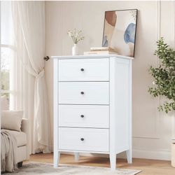 🤍 White 4-Drawer Tall Dresser – Compact Storage | Open Box