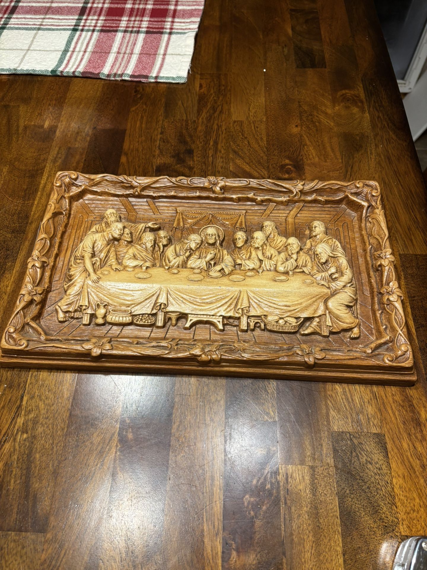 VTG Last Supper Dinner Raised 3D Resin Metal Wall Decor By Multi Prod USA