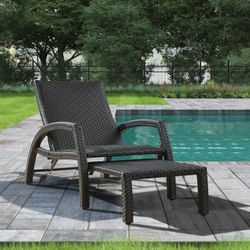 Outdoor Wicker Convertible Chaise Lounge Patio Woven Padded Aluminum Lounger Adjustable Chair with Quick Dry Foam