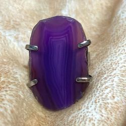 Silver with Purple GemStone Boho Ring