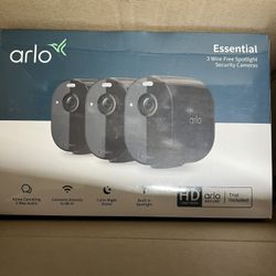 Arlo Essential Spotlight Camera - 3 Pack - Wireless Security, 1080p Video, Color Night Vision, 2 Way Audio, Wire-Free, Direct to WiFi No Hub Needed, W