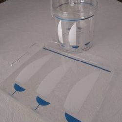 Sailboats 💦 *SERVING TRAY & *ICE BUCKET w/ LID ACRYLIC SET