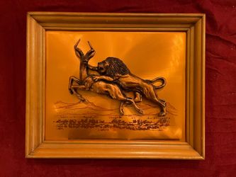 Vintage Framed John Louw Copper Back Art Piece