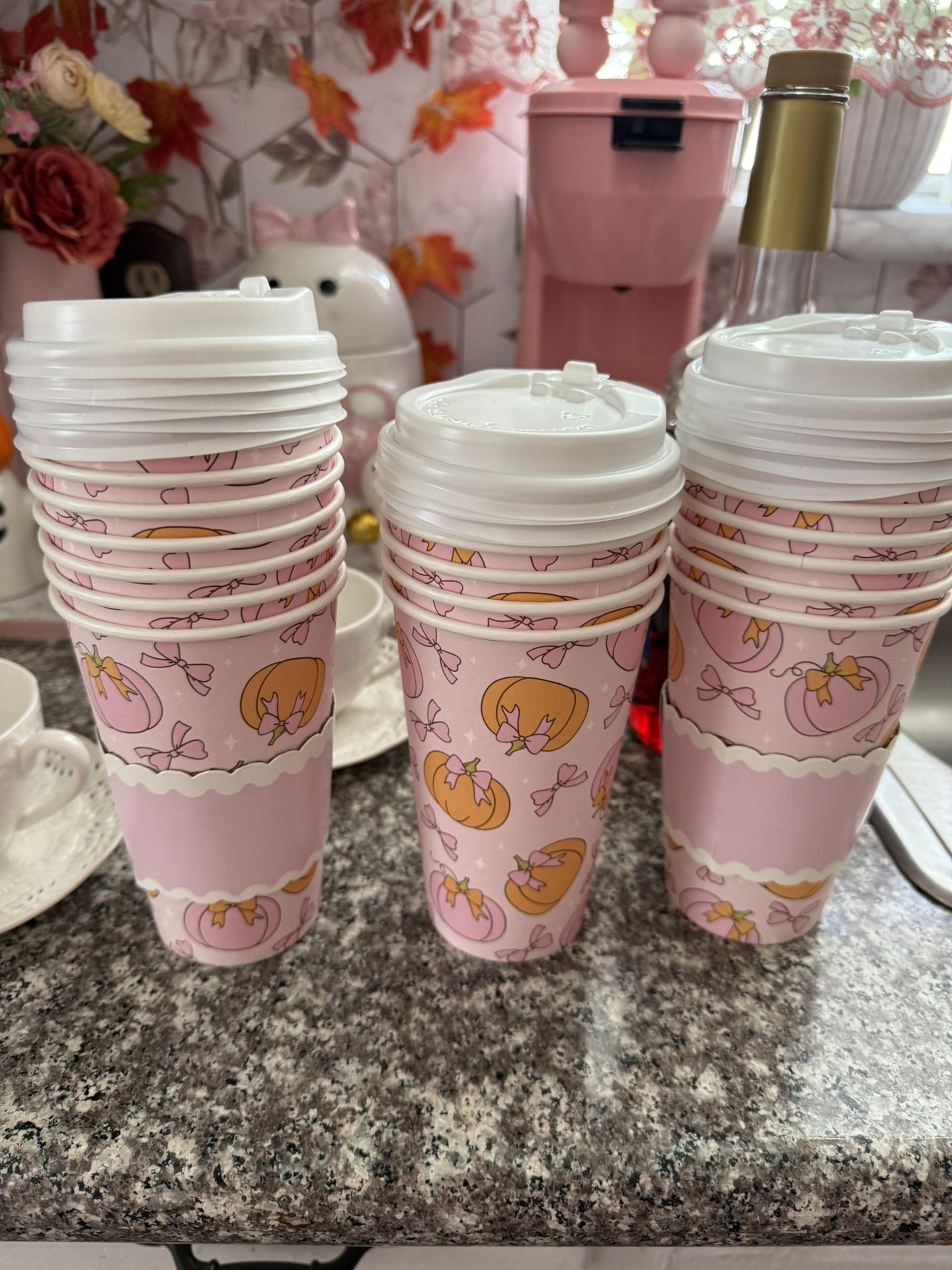Pink Fall Disposable Cups