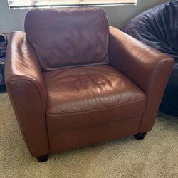 Oversized Red Genuine Leather Chair