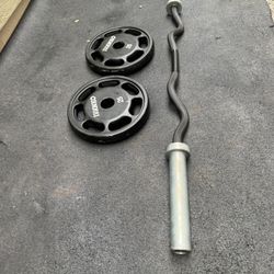 ROGUE CURL BAR AND IVANKO 35 lbs pair ivanko weight plates
