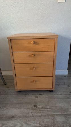 4 drawer natural wood night stand