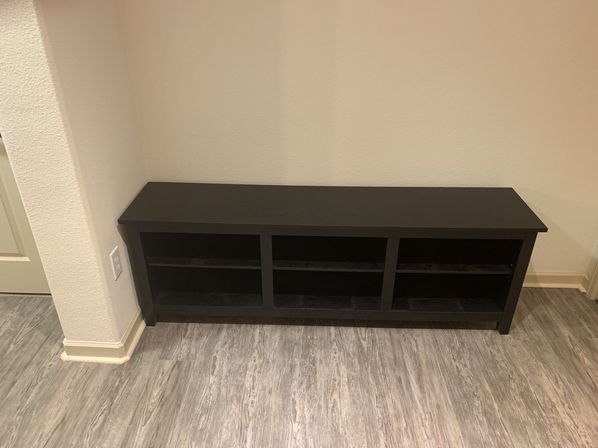 WE Furniture 70" Black Wood TV Stand Media Console