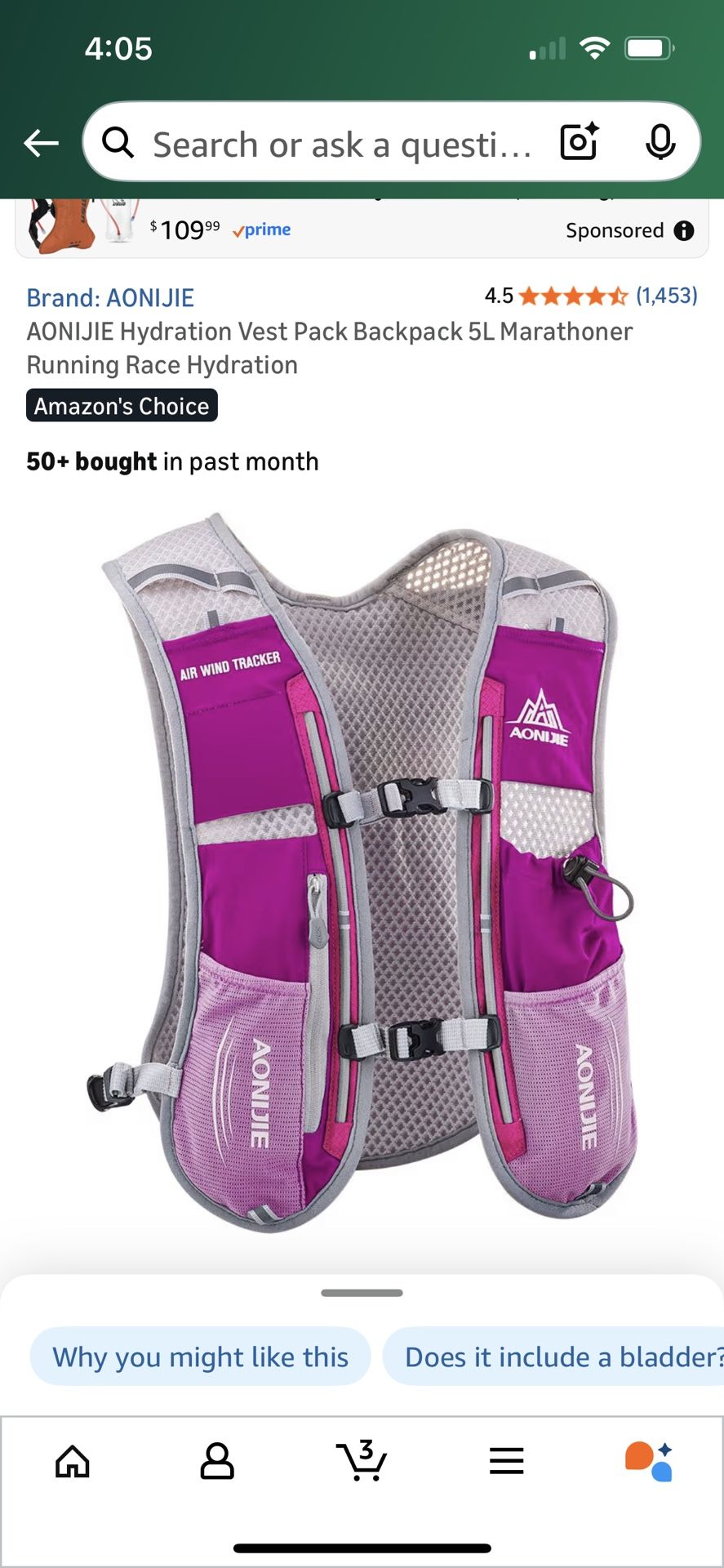 AONIJIE Hydration Vest Pack Backpack 5L Marathoner Running Race Hydration