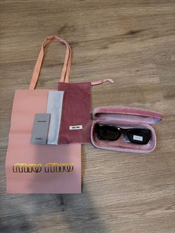 Miu Miu Black Rectangle Sunglasses with Full Set