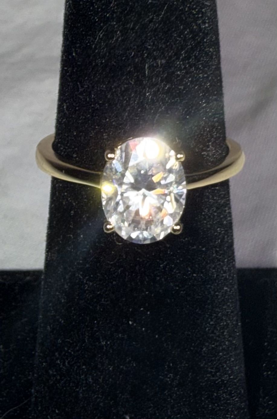 Sterling Silver Gold Plated Moissanite Ring
