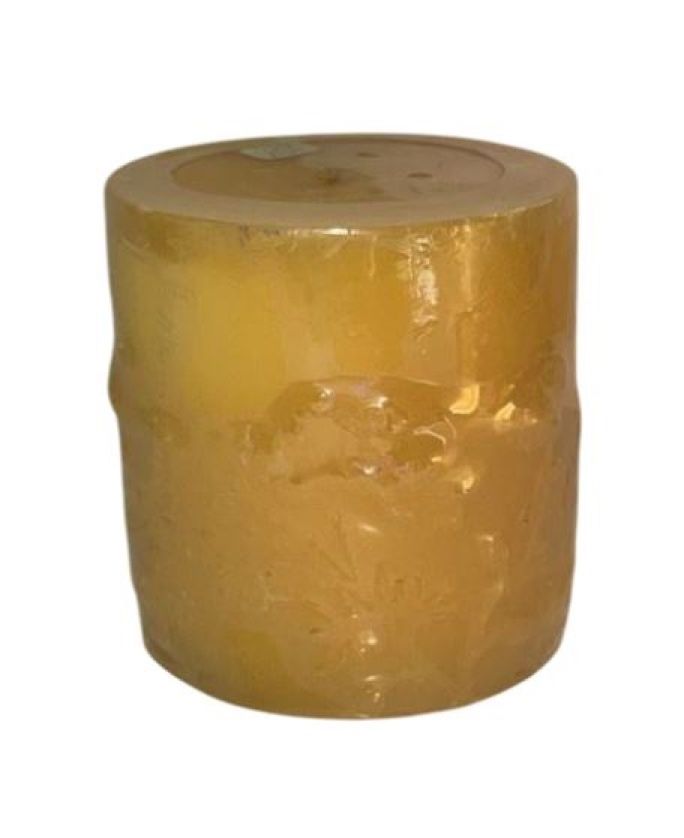 NEW 4" X 4" VANILLA BEAN EMBOSSED FLOWER Pillar Candle