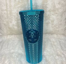 Blue Splash Chrome Bling Studded Cup