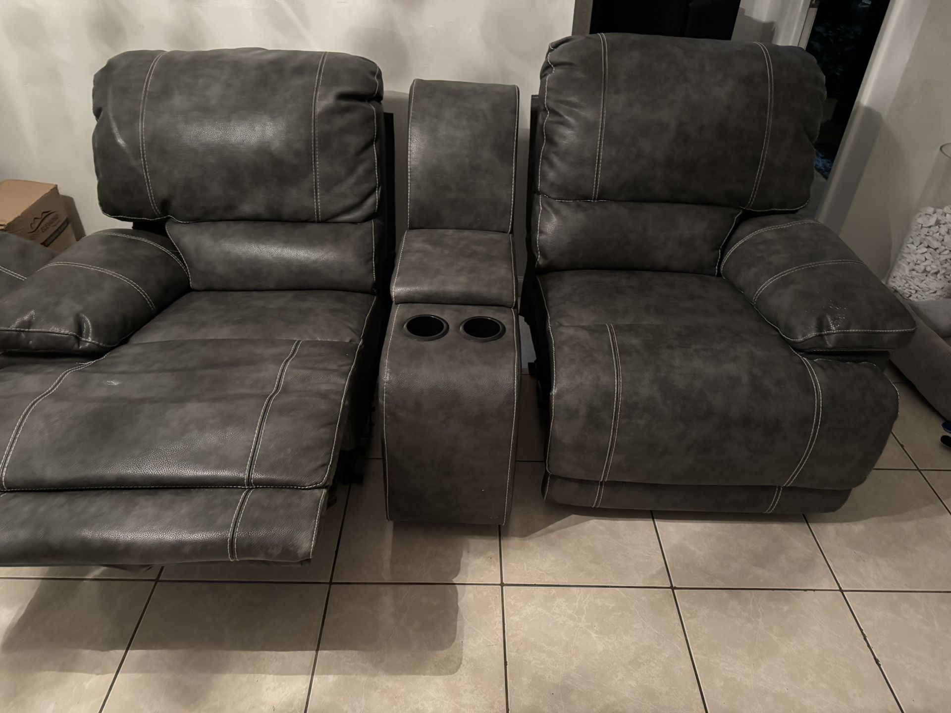 Leather Recliner Sofa