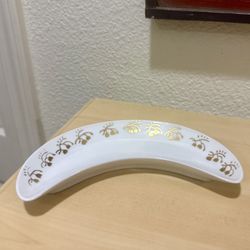 Vintage Gold Floral Crescent Moon Jewelry Dish/Art Nouveau Decor/Made in Germany 