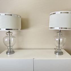 Large Glass Table Lamps Set Of 2
