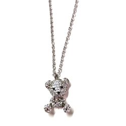 White Gold Plated Bear Necklace Pendant 