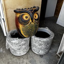 Maceta de buho de barro