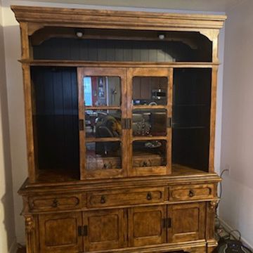 China Cabinet / 2 Piece Wall Unit With Storage Book Case / Canted