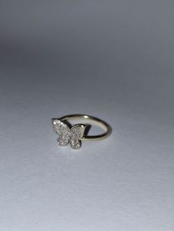 14k Gold Butterfly Pave Diamond Ring