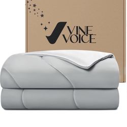 Cooling Comforter for Hot Sleepers, Queen 90x90, Silver Gray